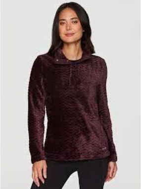 Eddie Bauer Women's Plush Quarter-Snap Pullover - Deep purple